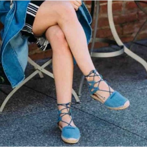 Aquazzura Women Belgravia Blue Denim Espadrilles Sandals Size 36.5 100% Auth - Picture 1 of 11
